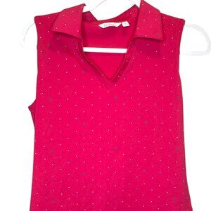Lady Hagen Essentials Pink Polka Dot Sleeveless Golf Polo Size Small